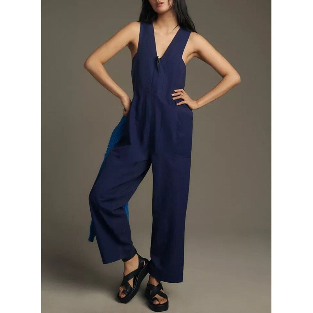 Daily Practice By Anthropologie Zip-Front Jumpsuit One-Piece Navy